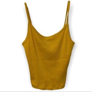 Wild Fable Tank Top Camisole Mustard Yellow Cropped Ribbed Size Small
